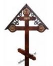 Крест на могилу деревянный сосна "Резной с крышкой"  220см темный