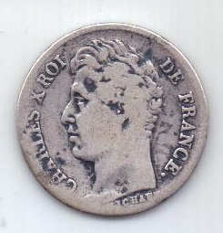 1/2 франка 1827 г. Франция