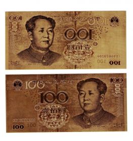 Позолоченная купюра 100 юаней Китай Банкнота под золото
