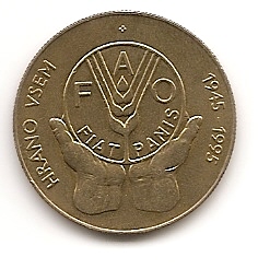 50 лет Всемирной продовольственной программе(ФАО) 5 толаров Словения 1995