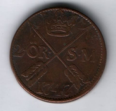 2 эре 1747 г. Швеция XF