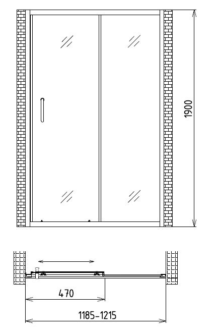 Раздвижная душевая дверь Gemy Victoria S30191A 120 см хром схема 3
