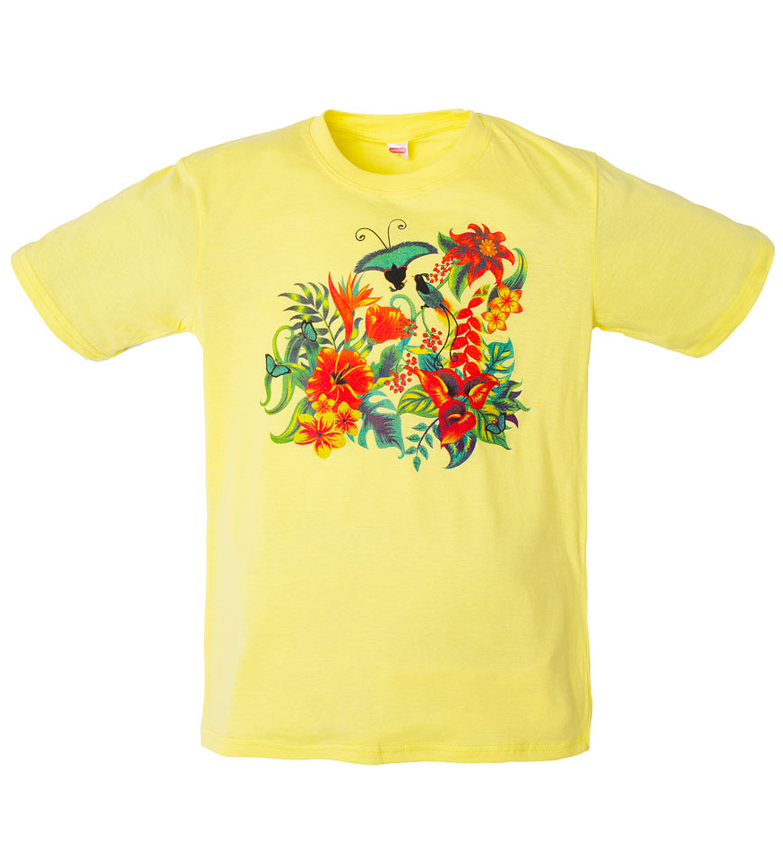Желтая футболка для девочки Цветы