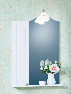 Зеркало со шкафчиком Бриклаер Лючия 65 белый глянец