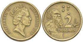 2 доллара 1989 год Австралия «Старейшина аборигенов»