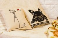 Комплект декоративных подушек "Кот и пёс"