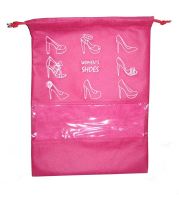 Мешок для женской обуви со шнуром и прозрачной вставкой