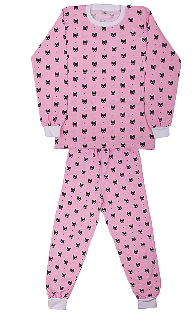 Пижама с начесом для девочки розового цвета