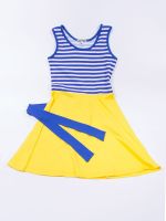 Платье для девочки желтое с бело-синей полоской