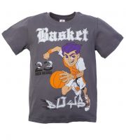 Серая футболка для мальчика с принтом баскетбола