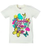 Белая футболка для девочки с бабочками