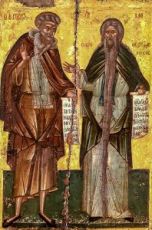 Икона Пахомий Великий и Давид Фессалоникийский (копия 16 века)