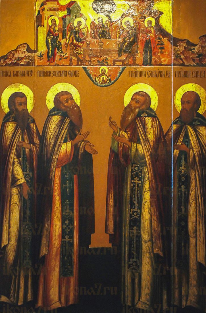 Икона Варлаам, Зосима, Савватий и Савва Соловецкие (копия старинной)