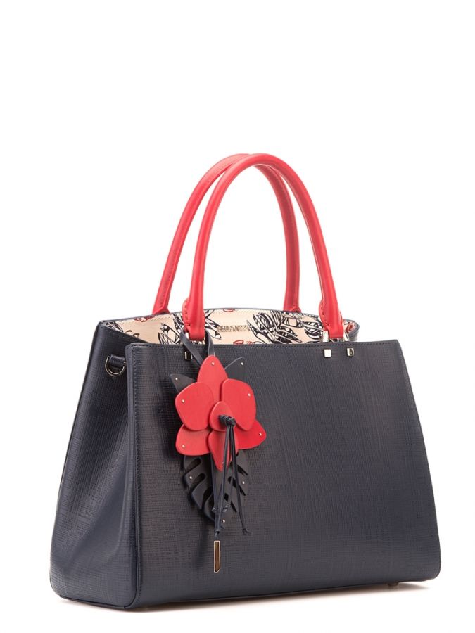 Кожаная сумка с красивым цветочным брелоком ELEGANZZA Z42-157-01-00026601