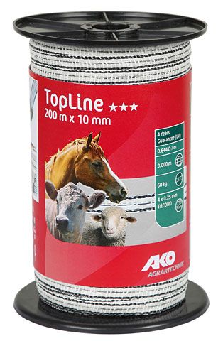 Лента TopLine черно/белая 10 мм/200 м (4/0,25 мм) Dairy