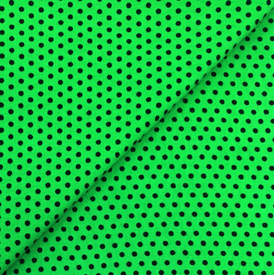 Лоскут трикотажной ткани "Горошек на ярко-зеленом"