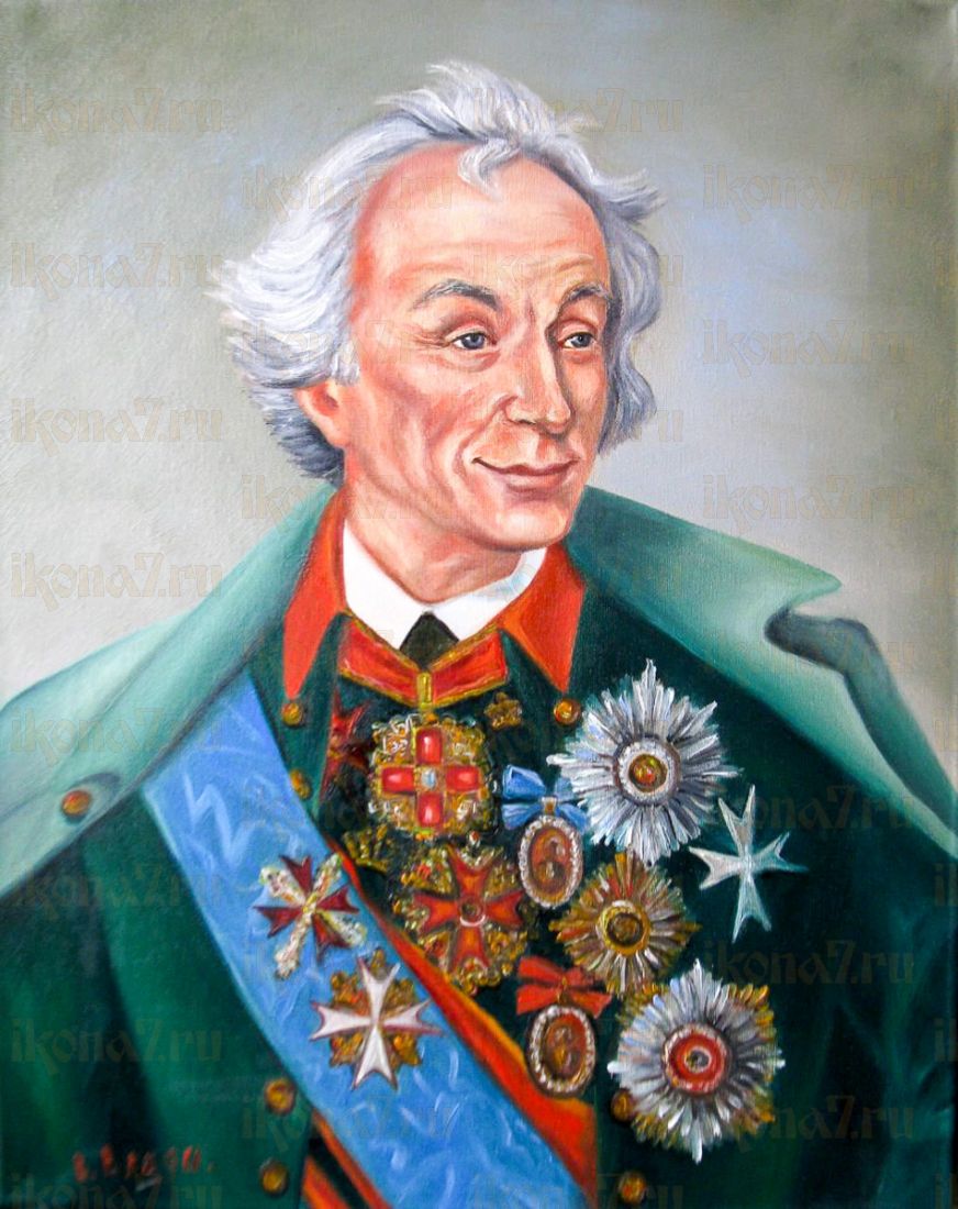 Икона Александр Суворов (портрет на дереве)
