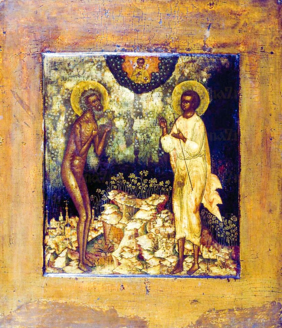 Икона Артемий Веркольский и Василий Блаженный (копия 17 века)