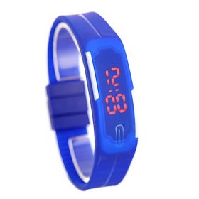 Спортивные силиконовые LED часы браслет синие