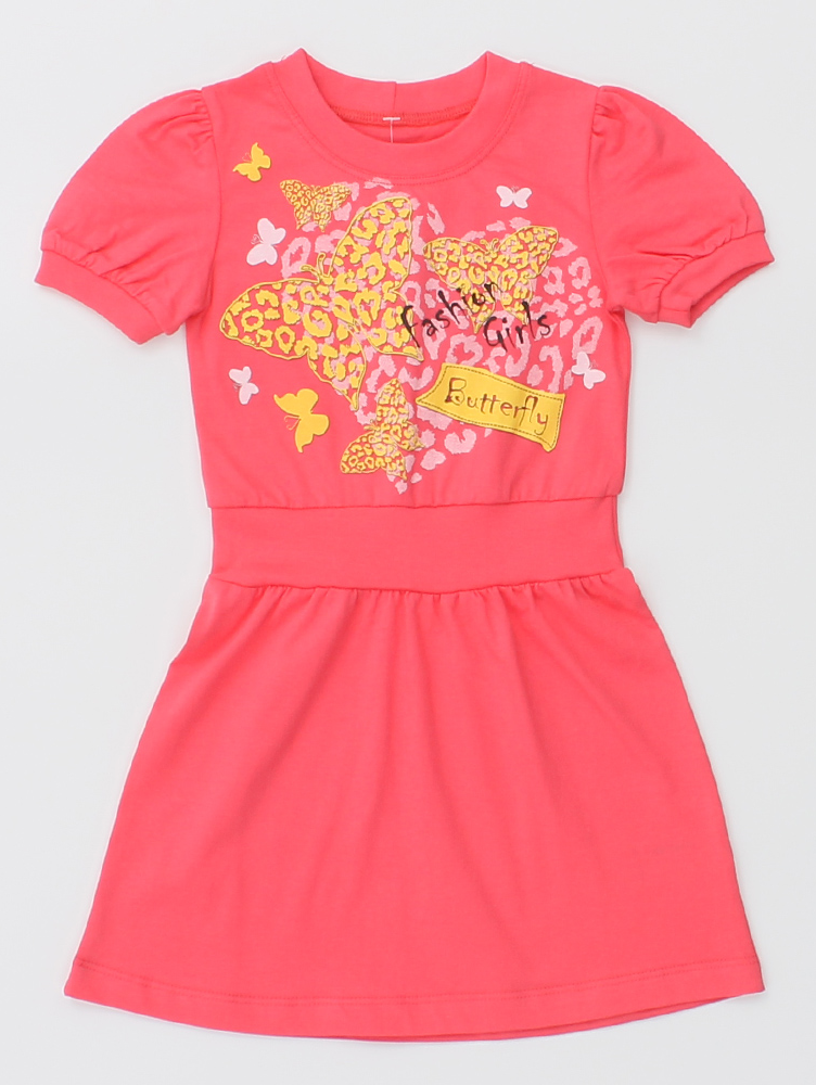 Коралловое платье с бабочками для девочки