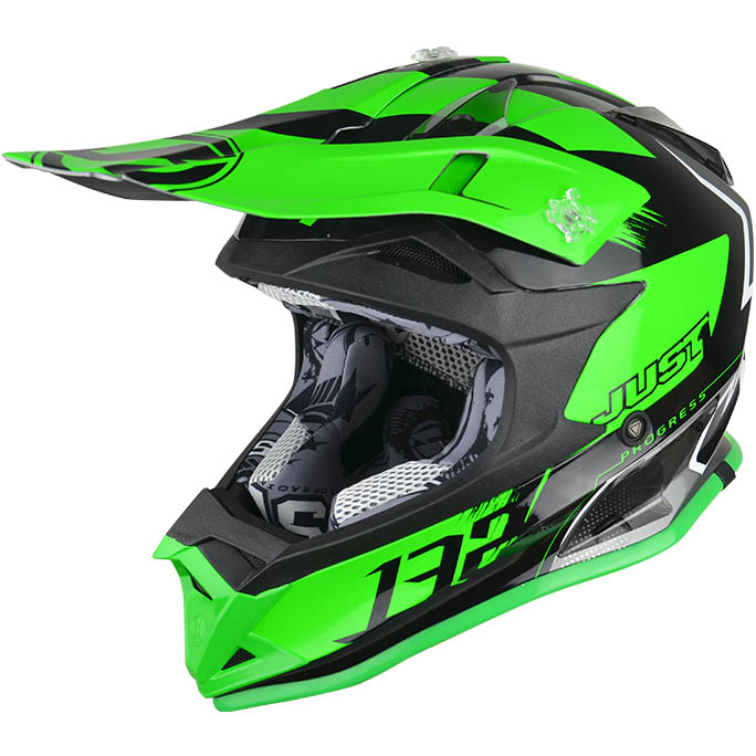 Just1 - J32 Pro Kick Green/White/Titanium шлем, зелёно-бело-титановый