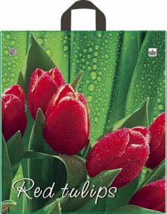 Пакет с петл. ручкой  42х44 см "Красный тюльпан"  25 шт. 35 мкм ПВД