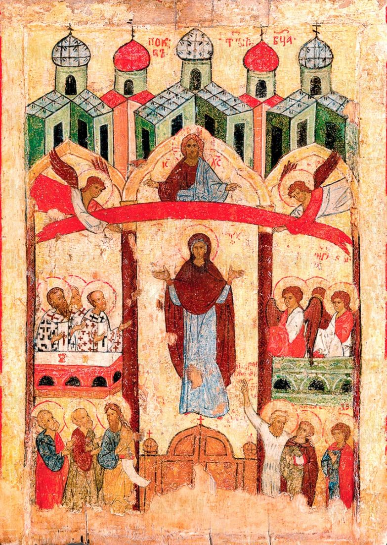 Икона Покров Пресвятой Богородицы икона Божией Матери (копия 16 века)