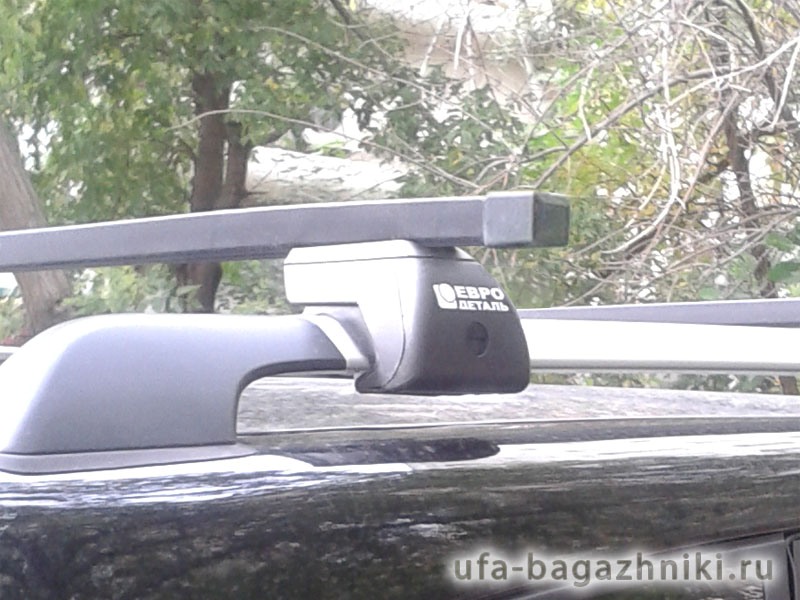 Багажник на крышу - стальные прямоугольные дуги на рейлинги Chery Tiggo FL 2005-2016, Евродеталь