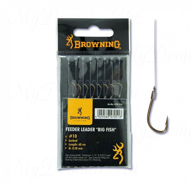 Крючки с поводками Browning BIG Fish №10 Bronze 0,22мм 60см 8шт