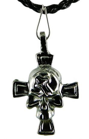 Медальон металлический Череп на кресте