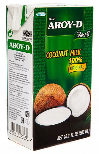 Кокосовое молоко Aroy D 60% кокоса, 17-19% жирности - 500 мл - тетрапак