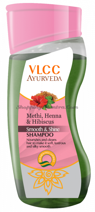 Шампунь для блеска волос Пажитник Хна Гибискус VLCC Ayurveda Smooth and Shine Shampoo