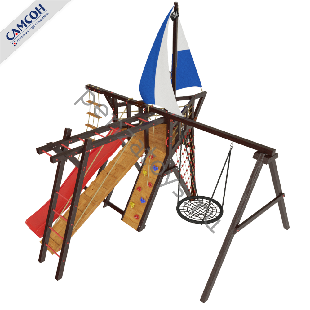 Детская игровая деревянная площадка-корабль Фрегат