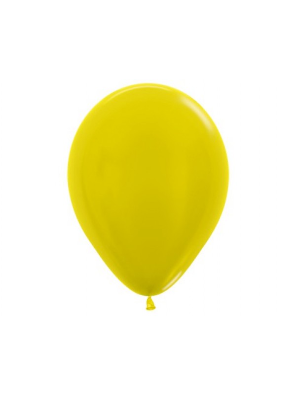 МИНИ желтый металлик латексный шар маленького размера с гелием