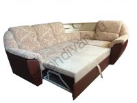 Угловой диван "Мираж" с баром разложенный.