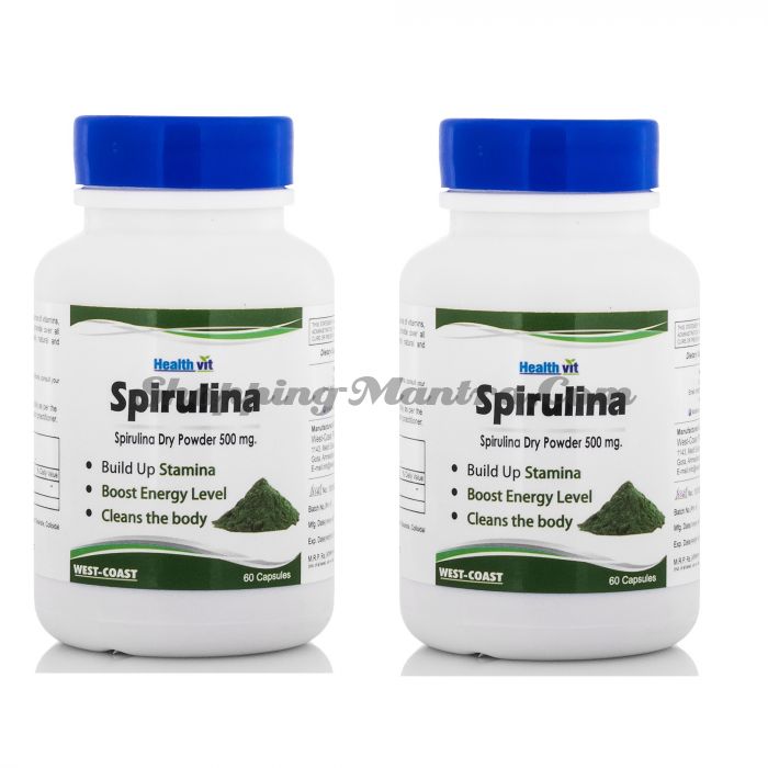 Спирулина 120 капсул (500мг)  ХелфВит (2 упаковки) | Healthvit Spirulina Capsules Pack of 2