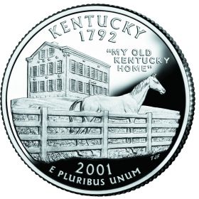 25 центов США 2001г - Кентукки, UNC - Серия Штаты и территории