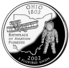 25 центов США 2002г - Огайо, UNC - Серия Штаты и территории