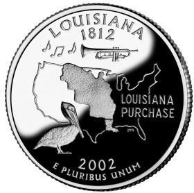 25 центов США 2002г - Луизиана, UNC - Серия Штаты и территории