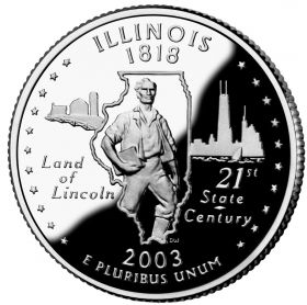 25 центов США 2003г - Иллинойс, UNC - Серия Штаты и территории