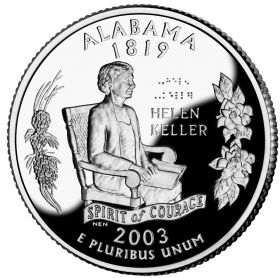 25 центов США 2003г - Алабама, UNC - Серия Штаты и территории
