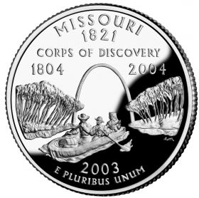 25 центов США 2003г - Миссури, UNC - Серия Штаты и территории