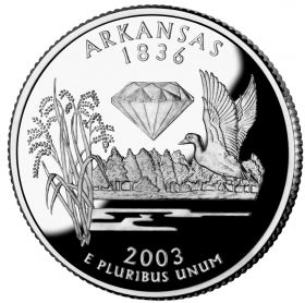 25 центов США 2003г - Арканзас, UNC - Серия Штаты и территории