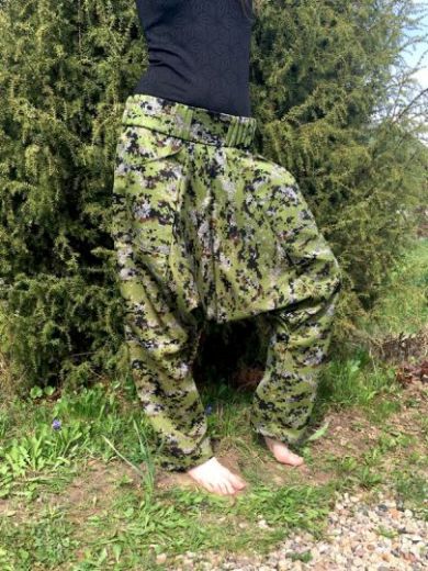 Штаны алладины и афгани из камуфляжа, демисезонный вариант. Коллекция Инд-Базар, зелёный камуфляж