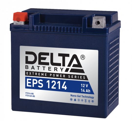 Мото аккумулятор АКБ Delta (Дельта) EPS 1214 14Ач п.п YTX14-BS, YTX14H-BS