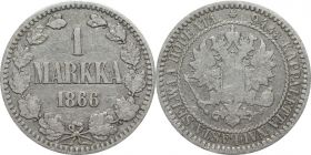 Русская Финляндия 1 марка 1866 года S (946)