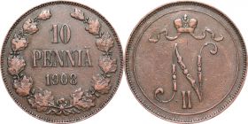 Русская Финляндия 10 пенни 1908 года (1482)