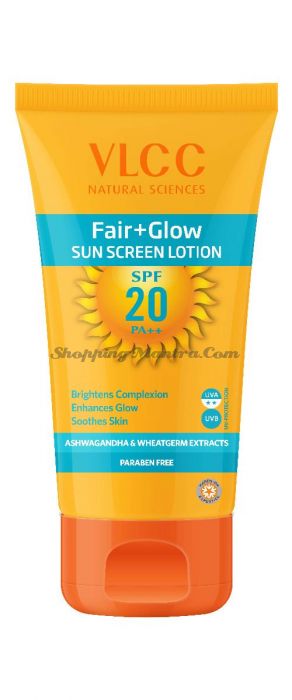 Солнцезащитный лосьон SPF20 для ровного тона и сияния кожи лица VLCC Fair + Glow Sunscreen Lotion SPF 20 PA+++