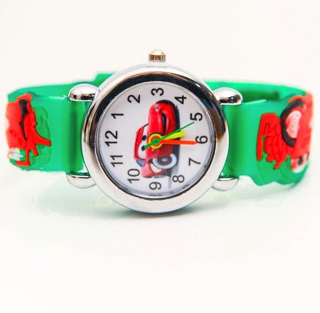 Зеленые наручные часы для мальчика Молния Маккуин