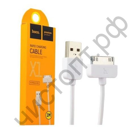 Кабель USB - Aple 30 pin HOCO X1 Rapid series, 1.0м, круглый, 2.1A, силикон, цвет: белый
